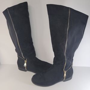 Women's 11W Tall Black Boots Wide Calf